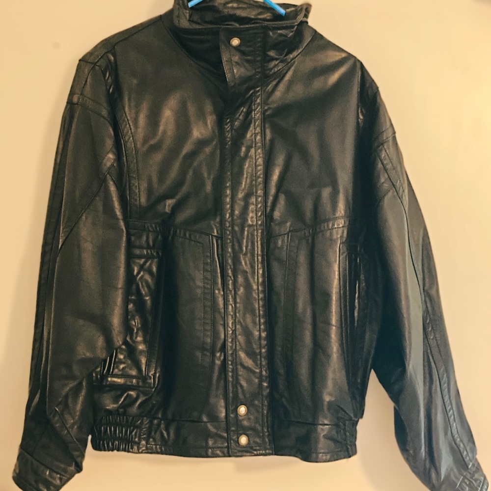 Towne London Fog BlackAuthentic Leather Jacket med